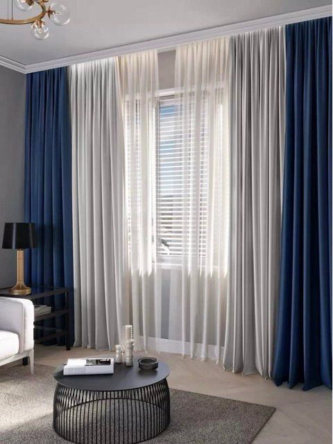 Комплект штор оксамит. Синій+Молочний 088 фото